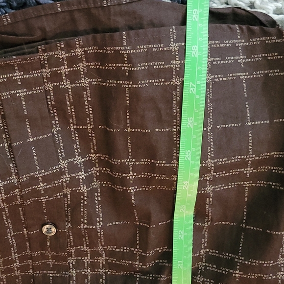 Burberry London Men's Button Up Brown Spellout Micro stripe Plaid Shirt Sz L - Picture 11 of 11